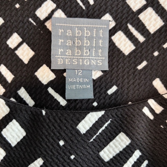 Rabbit Rabbit Rabbit lined black and white geometric lined dress sz 12 - Picture 10 of 16